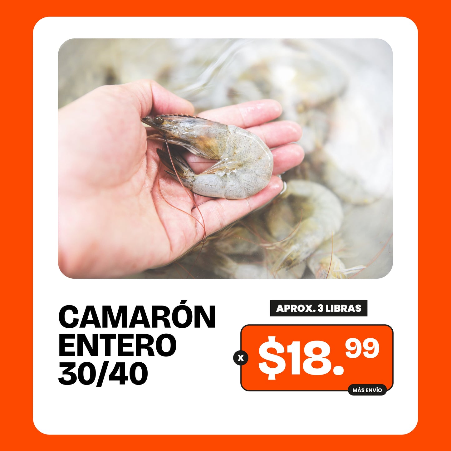 Promoción 3 lb de camarón entero (30-40 unidades x lb)