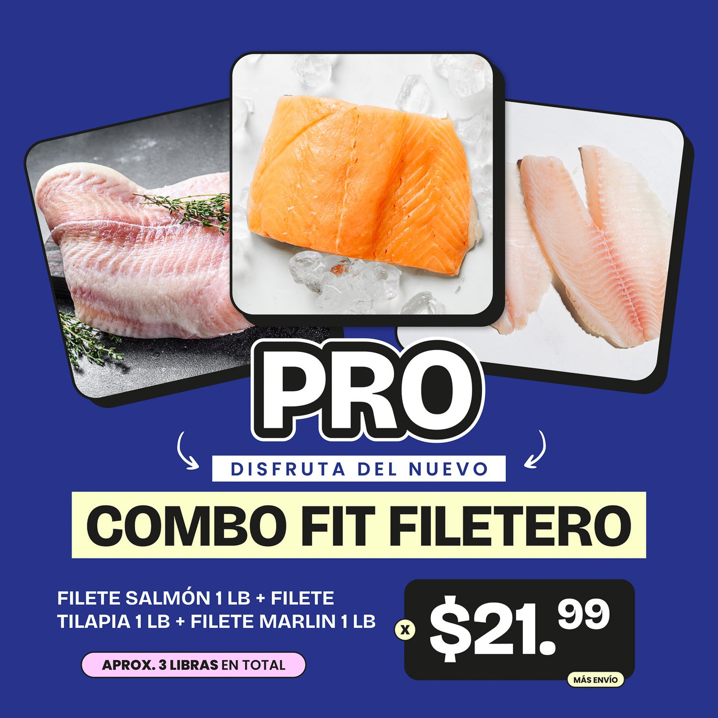 Combo Fit Filetero Pro - Filete de Tilapia, Marlin y Salmón - 3lb x $21.99