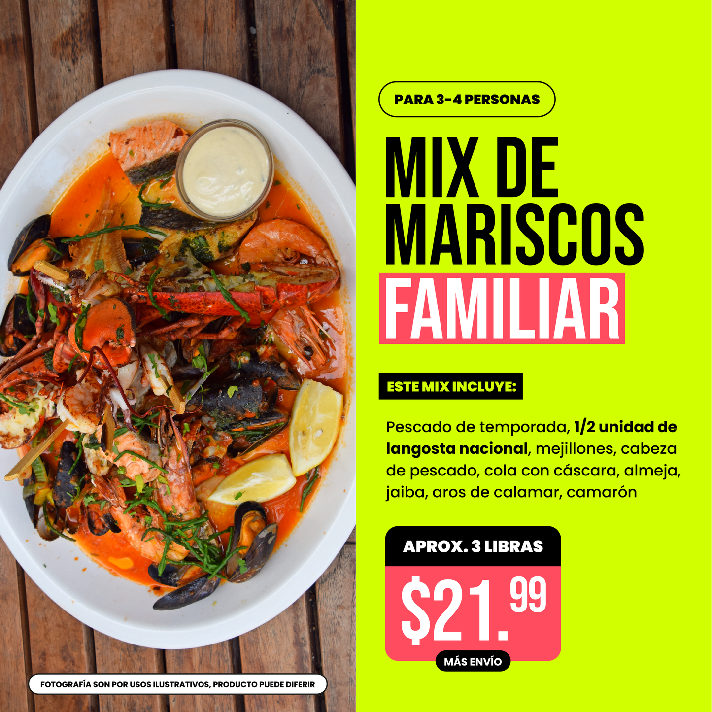 Mix de Mariscos para Mariscada Familiar x $21.99